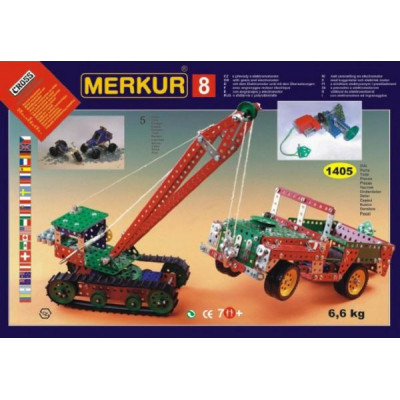 Stavebnica MERKUR 8 130 modelov 1405ks 5 vrstiev v krabici 54x36,5x8,5cm