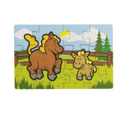 Puzzle drevené Moje prvé zvieratká 4x12 dielikov 20x14x3,5cm v drevenej krabičke od 24 mesiacov MPZ