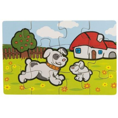 Puzzle drevené Moje prvé zvieratká 4x12 dielikov 20x14x3,5cm v drevenej krabičke od 24 mesiacov MPZ