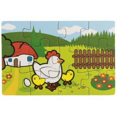 Puzzle drevené Moje prvé zvieratká 4x12 dielikov 20x14x3,5cm v drevenej krabičke od 24 mesiacov MPZ