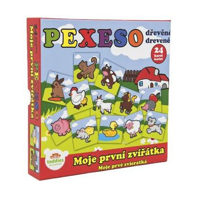 Pexeso Moje prvé zvieratká drevené 24 dielikov pre najmenších v krabičke 19,5x19,5x3,5cm od 12 mesia