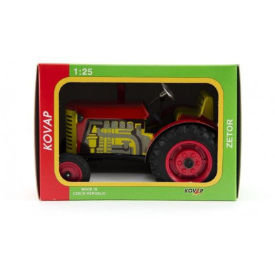 Traktor Zetor červený na kľúčik kov 14cm 1:25 v krabičke Kovap