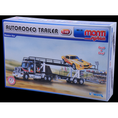 Stavebnica Monti 39 Autorodeo trailer Western star 1:48 v krabici 32x20x7,5cm