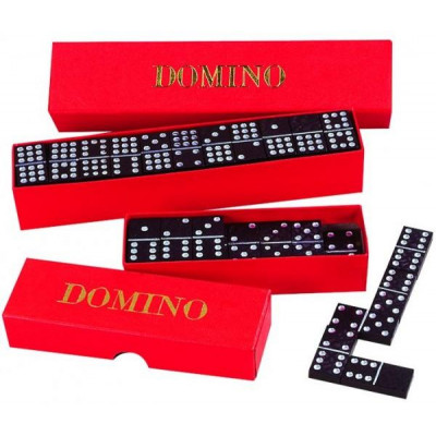 Domino spoločenská hra drevo 55ks v krabičke 23,5x3,5x5cm