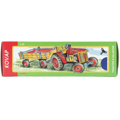 Traktor Zetor s prívesom modrý na kľúčik kov 28cm Kovap v krabičke