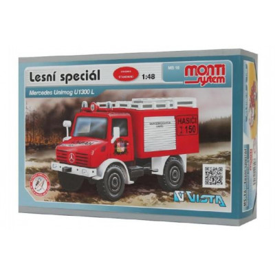 Stavebnica Monti 16 Fire Brigade Mercedes Unimog 1:48 v krabici 22x15x6cm