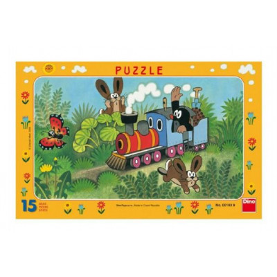 Puzzle doskové Krtko a lokomotíva 29,5x19cm 15 dielikov