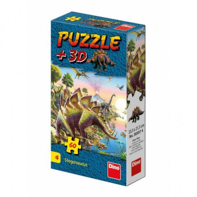 Puzzle Dinosaury 23,5x21,5cm 60 dielikov + figúrka asst 6 druhov v krabičke 24ks v boxe