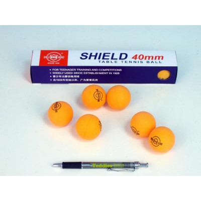 Loptičky na stolný tenis SHIELD 4cm bezšvové oranžovej 6ks v krabičke