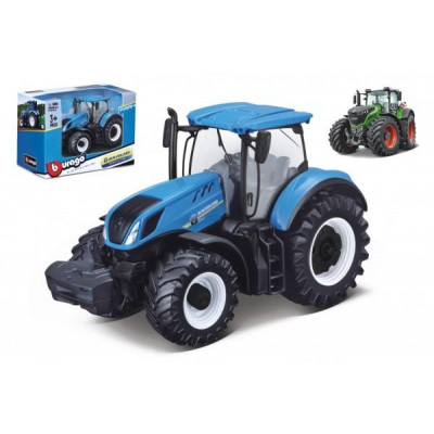 Traktor Bburago Fendt 1050 Vario / New Holland kov / plast 13cm 2 druhy v krabičke 15x11x8cm