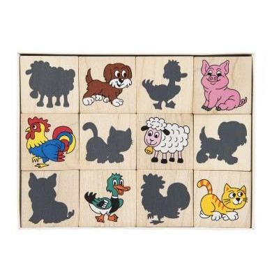 Pexeso zvieratká a ich tiene drevo spoločenská hra 12ks v krabičke 16,5x12,5x1,5cm