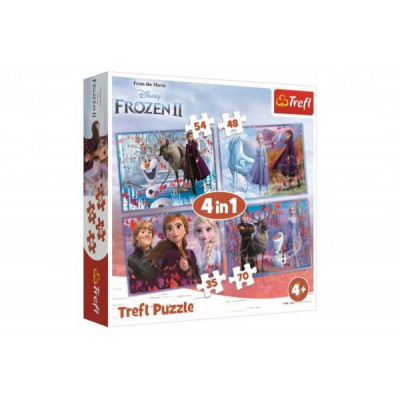 Puzzle 4v1 Ľadové kráľovstvo II / Frozen II v krabici 28x28x6cm
