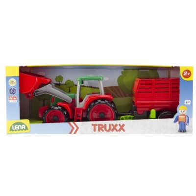 Auto Truxx traktor nakladač s prívesom na seno s figúrkou v krabici 53x19x16cm 24m +