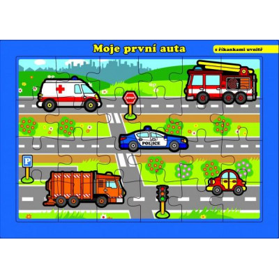 Puzzle doskové Moje prvé autá s riekankami 26x17cm 24 dielikov