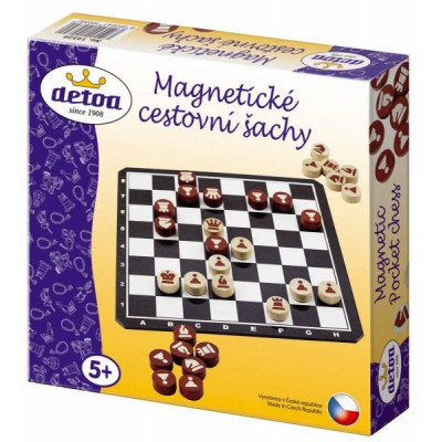 Magnetické cestovné šachy drevené kamene spoločenská hra v krabici 20x20x4cm