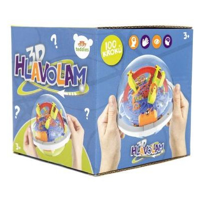 Hlavolam edukačné guľa 100 krokov plast 12cm v krabičke 12x12x12cm CZ dizajn