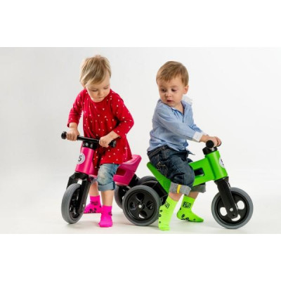 Odrážadlo FUNNY WHEELS Rider Šport ružové 2v1, výška sedla 28 / 30cm nosnosť 25kg 18m + v sáčku