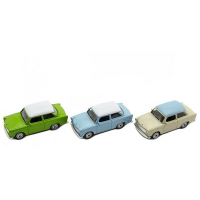 Auto Welly Trabant 1:60 kov 7cm asst mix farieb voľný chod v krabičke 36ks v boxe