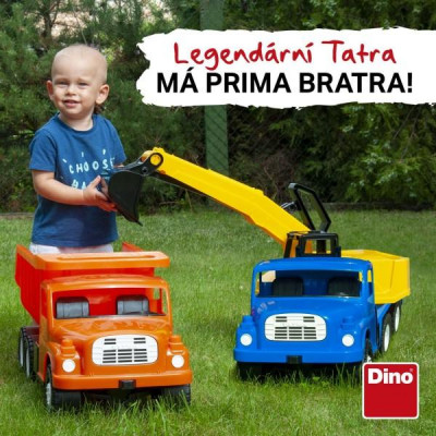 Auto Tatra 148 plast 72cm Bager UDS na piesok v krabici - modrožltý
