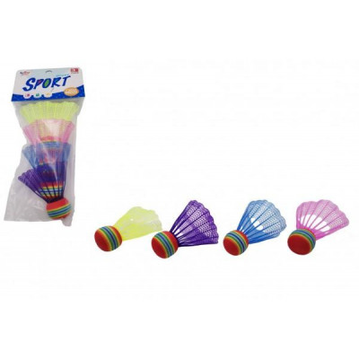 Loptičky / Košíčky na badminton farebné 4ks plast v sáčku 10,5x27x5cm