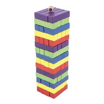 Hra veža drevená 60ks farebných dielikov spoločenská hra hlavolam v krabičke 7,5x27,5x7,5cm