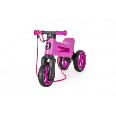 Odrážadlo FUNNY WHEELS Rider SuperSport fialovej 2v1+popruh,vyššie.sedla 28/30cm nos 25kg 18m+ v sáč