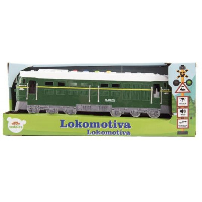 Lokomotíva / Vlak zelená plast 35cm na batérie so zvukom sa svetlom v krabici 41x16x12cm