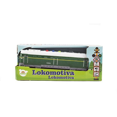 Lokomotíva / Vlak plast 23cm 2 farby na batérie so zvukom so svetlom 2 farby v krabičke 27x11x8cm