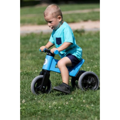 Odrážadlo FUNNY WHEELS Rider Šport modrej 2v1, výška sedla 28 / 30cm nosnosť 25kg 18m + v sáčku