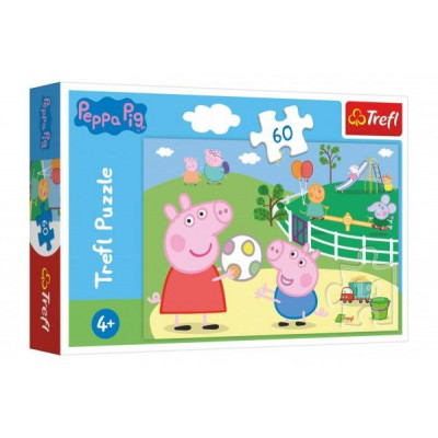 Puzzle Prasiatko Peppa / modré plavky Zábava s priateľmi 33x22cm 60 dielikov v krabičke 21x14x4cm