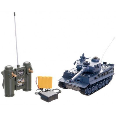 Tank RC plast 33cm TIGER 40MHz na batérie + dobíjacie pack so zvukom a svetlom v krabici 40x15x19