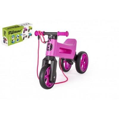 Odrážadlo FUNNY WHEELS Rider SuperSport fialovej 2v1 + popruh, vyššie. sedla 28/30cm nos 25kg 18m+