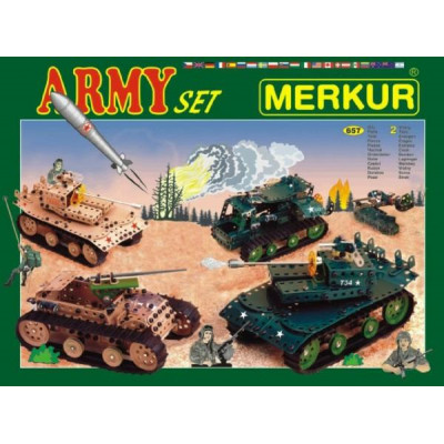Stavebnica MERKUR Army Set 657ks 2 vrstvy v krabici 36x27x5,5cm