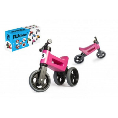 Odrážadlo FUNNY WHEELS Rider Šport ružové 2v1, výška sedla 28 / 30cm nosnosť 25kg 18m + v krabici