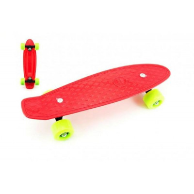 Skateboard - pennyboard 43cm, nosnosť 60kg plastové osi, červené, zelené kolesá