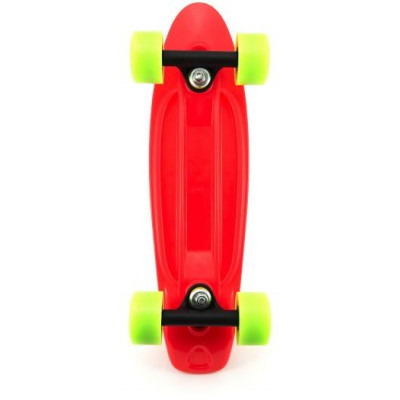 Skateboard - pennyboard 43cm, nosnosť 60kg plastové osi, červené, zelené kolesá