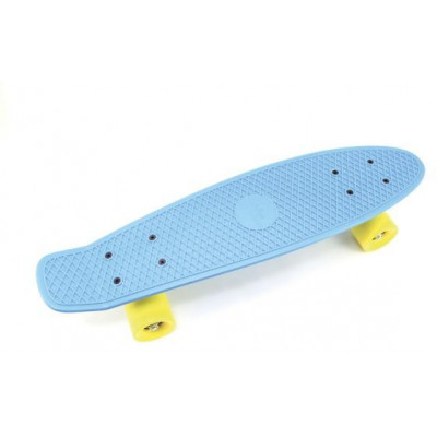 Skateboard - pennyboard 60cm nosnosť 90kg, kovové osi, modrá farba, žlté kolesá