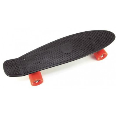 Skateboard - pennyboard 60cm nosnosť 90kg, kovové osi, čierne, oranžové kolesá