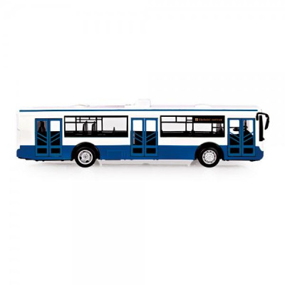 Autobus česky hovoriaci plast 28cm modrý voľný chod na bat. so svetom so zvukom v krab. 33x11x10cm