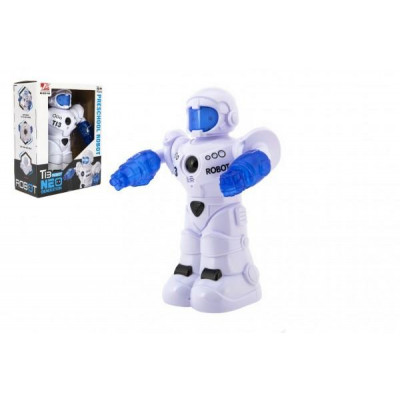 Robot jazdiaci plast 26cm EN hovoriace na batérie so svetlom so zvukom v krabici 22x28x11cm