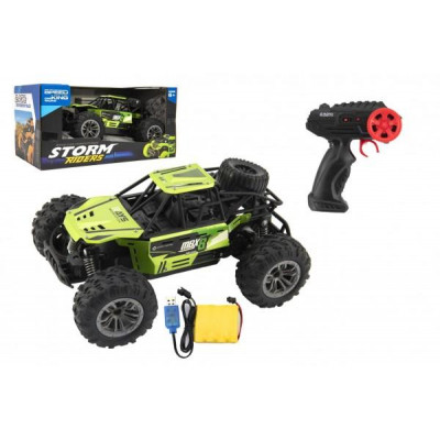 Auto RC buggy terénne zelené 22cm plast 2,4GHz na batérie + dobíjacie pack v krabici 32x16x18cm