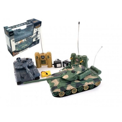 Tank RC 2ks 33cm + dobíjacia pack tanková bitka so zvukom sa svetlom v krabici 42x32x14cm