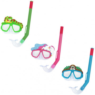 Šnorchlovací set LIL ANIMAL - okuliare a šnorchel - mix 3 farby (ružová, modrá, zelená)