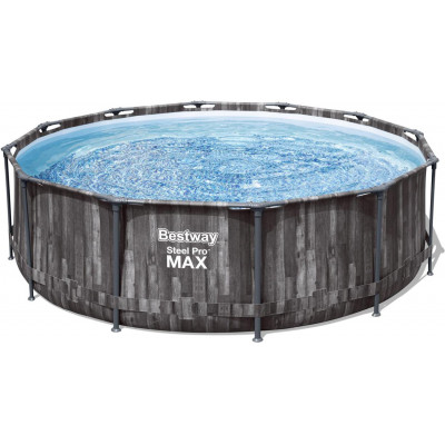Nadzemný bazén guľatý Steel Pre MAX, kartušová filtrácia, schodíky, priemer 3,66m, výška 1m