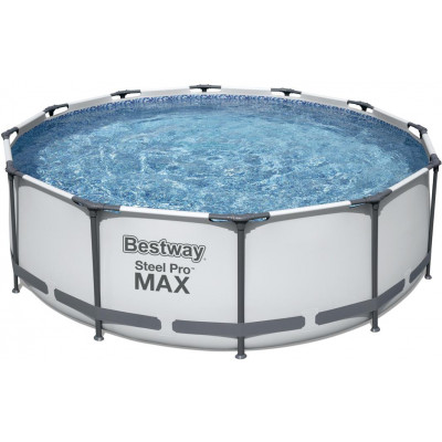 Nadzemný bazén guľatý Steel Pro MAX, kartušová filtrácia, schodíky, priemer 3,66m, výška 1m