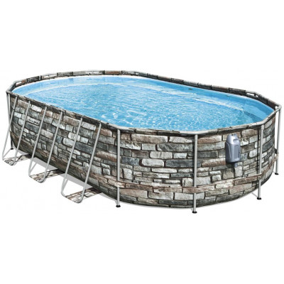 Nadzemný bazén oválny Power Steel Jet Series, kartušová filtrácia, schodíky, 6,10m x 3,66m x 1,22m