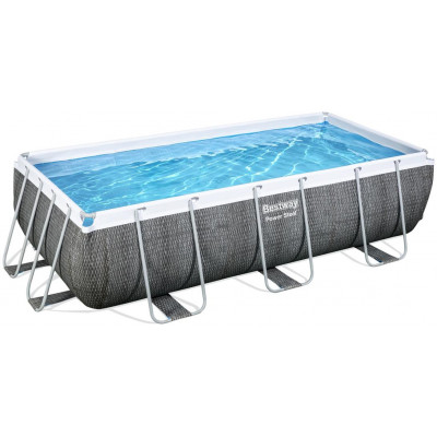 Nadzemný bazén obdĺžnikový Power Steel, kartušová filtrácia, schodíky, 4,04m x 2,01m x 1m