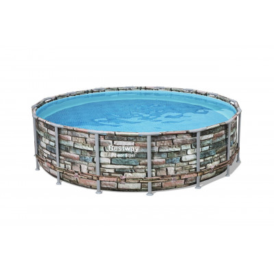 Nadzemný bazén kruhový Power Steel, kartušová filtrácia, schodíky,plachta,priemer 4,88m, výška 1,22m