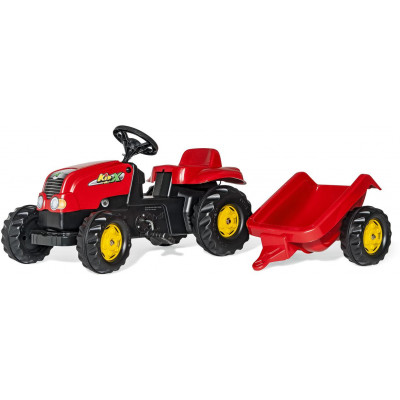 Šliapací traktor Rolly Kid s vlečkou - červený