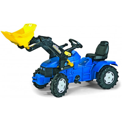Šliapací traktor Farmtrac s predným nakladačom modrý